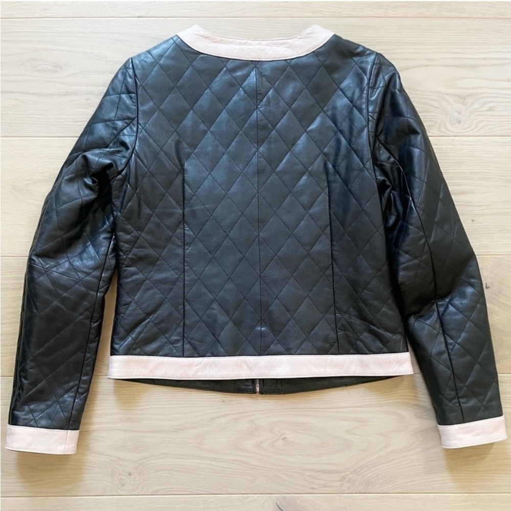 Zarina | Black Pink Faux Leather Quilted Lined Moto Zipper Jacket Blazer EU 44 - Picture 15 of 17